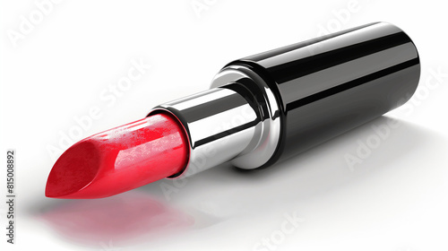 The image is of a red lipstick with a silver case.  