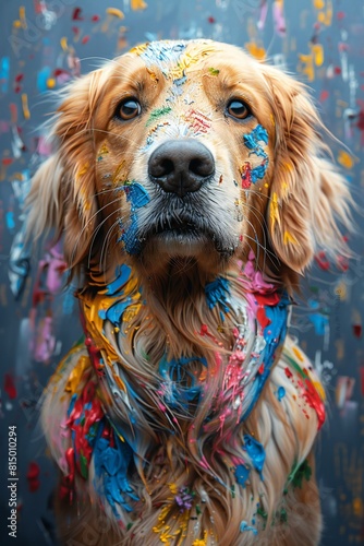 Abstract expressionist art style , dog portrait, hyper realistic, isolated on white background