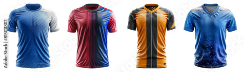 set of soccer jerseys with front view, generated ai
