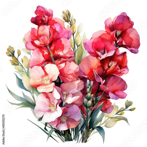 Watercolor Snapdragon Illustration  Generative Ai