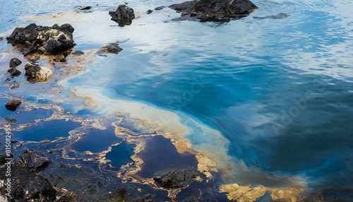 photo of spilled oil in the ocean  oil slick  ocean pollution
