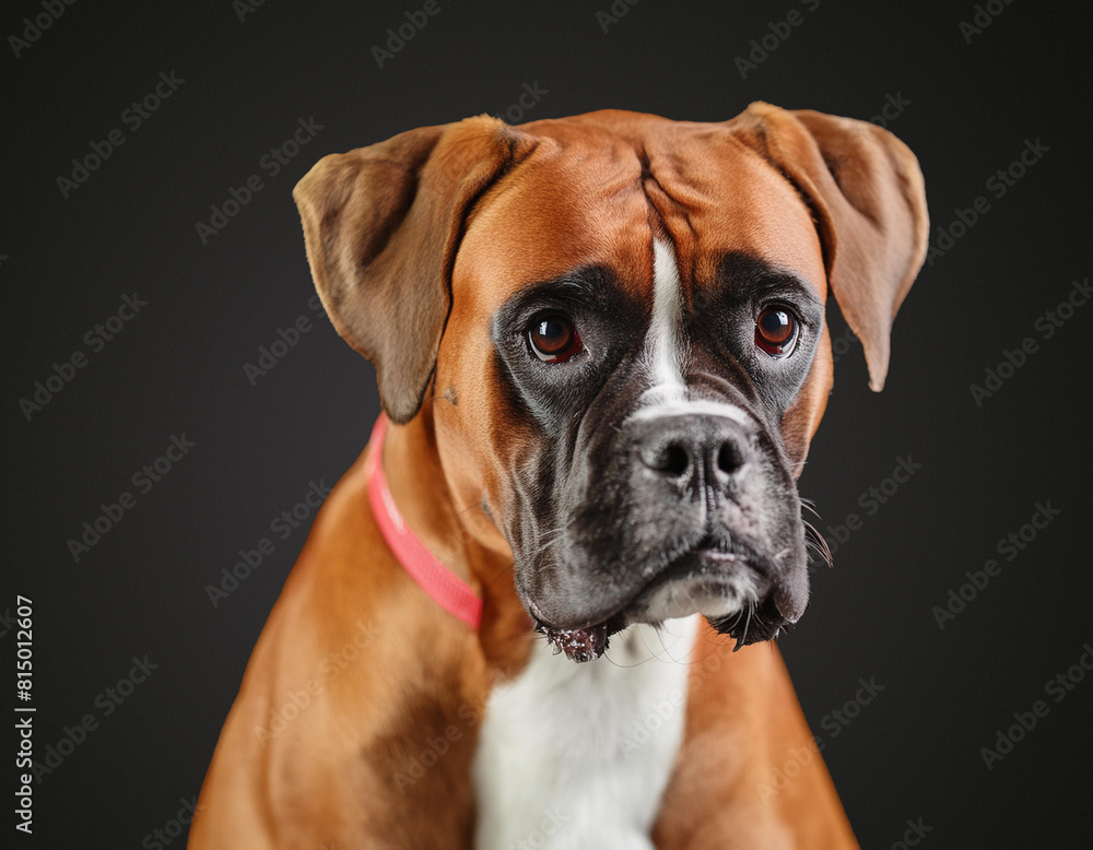 Fawn Boxer in Pink Collar Fawn Boxer in Pink Collar
