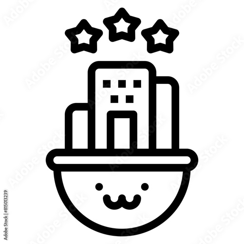 hotel star outline icon and illustration