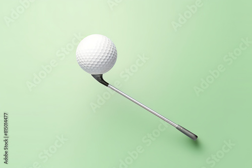 Golf ball on the tee with green background. 3D rendering
