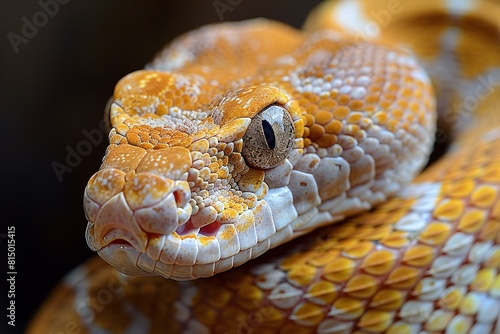 Close-up of a yellow boa constrictor snake