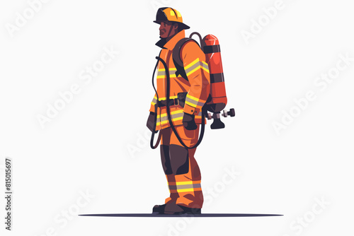 Firefighter illustration. Firefighter rescuer on a white background.