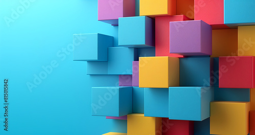 3D Colorfull Box with Light Blue Background