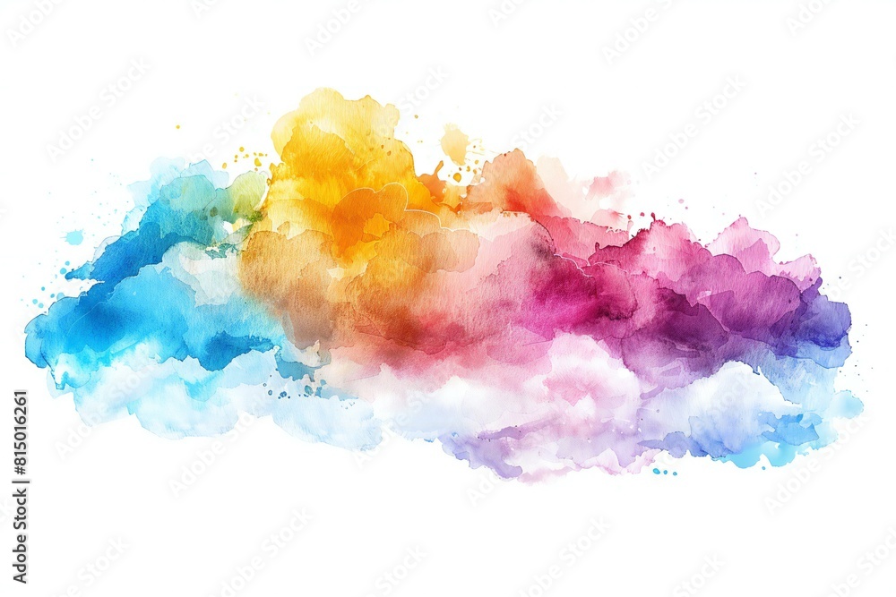 Featuring a colorful watercolor cloud on white background image