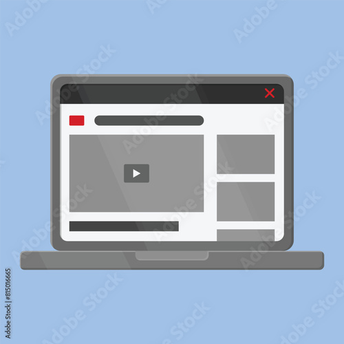 Laptop with Content Video playing Vector Illustration. Youtube in Laptop vector.