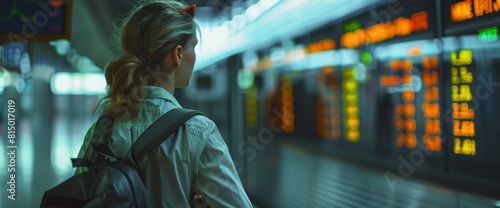 Investing In Stocks Is Depicted As A Trader Girl Studies Stock Markets While At A Subway Station High Resolution