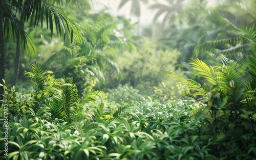 Dense tropical greenery with a variety of trees and underbrush.