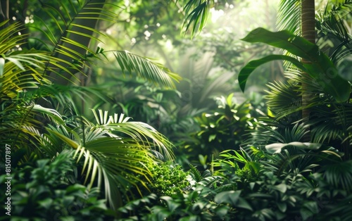 Dense tropical greenery with a variety of trees and underbrush. © OLGA