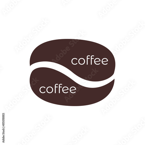 logotyp coffee bean and text coffee on a white background photo