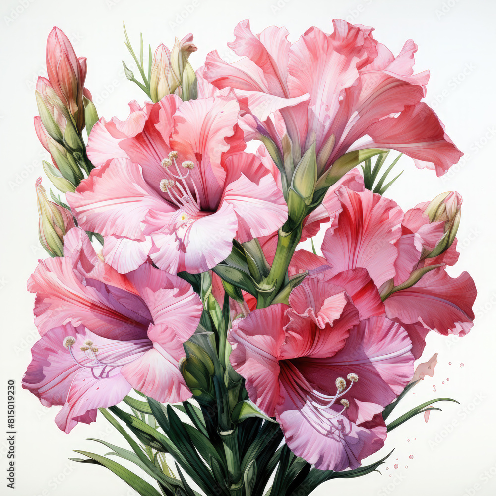Watercolor Gladiolus Illustration, Generative Ai Watercolor Gladiolus Illustration, Generative Ai