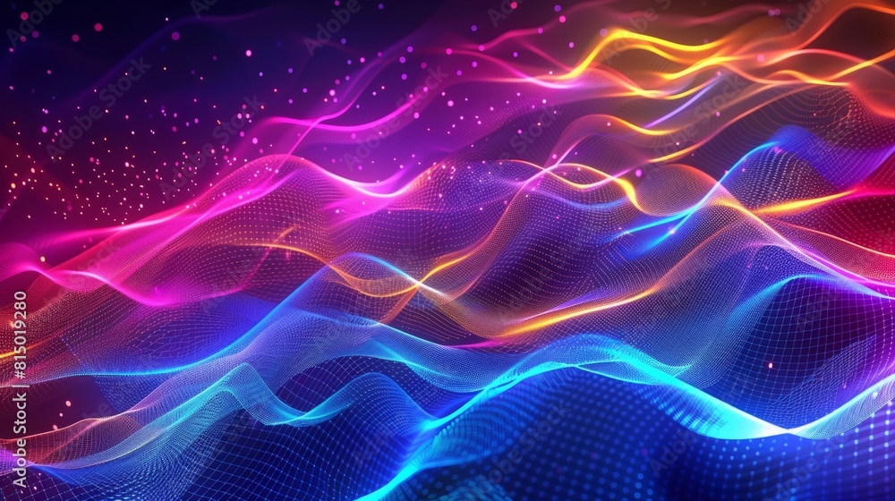 Abstract flowing neon color wave lights background. Generative AI AIG21. hyper realistic 