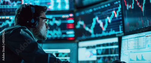 Professional Trader Economists Analyze Stock Charts On A Trading Platform,High Resolution