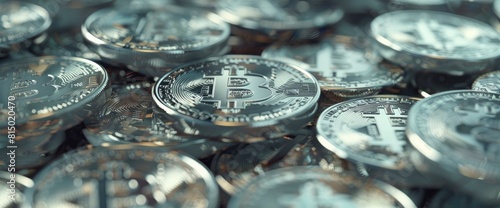 Shining Glass Bitcoin Coins Contrast With Metallic Bitcoin Symbols High Resolution