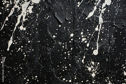 Abstract black background with white paint splashes, Texture, pattern