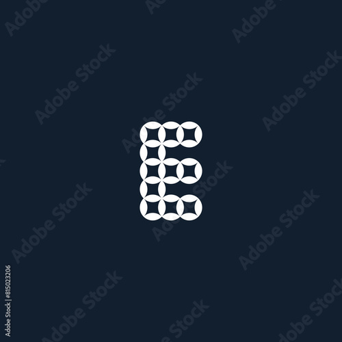 letter E geometric with cool patterns