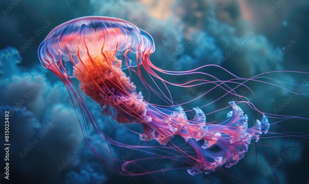 Enormous jellyfish drifting in the water Enormous jellyfish drifting in the water