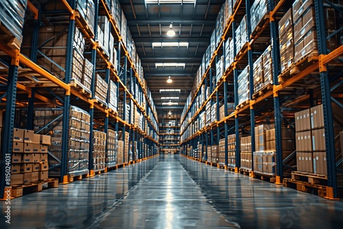 Wallpaper Mural A large warehouse with many shelves and boxes Torontodigital.ca