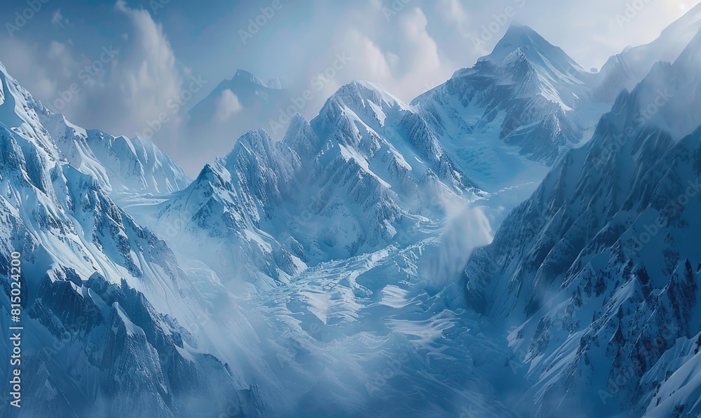 Obraz premium Ice-covered mountain range background