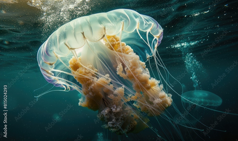 Obraz premium Mammoth jellyfish gliding closeup view