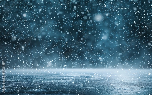 Snow falling gently in a tranquil, dark night sky.