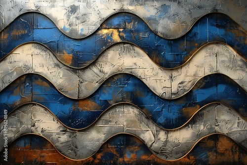 Graffiti , mediterranean abstract wallpaper in blue, dark brown, and white photo