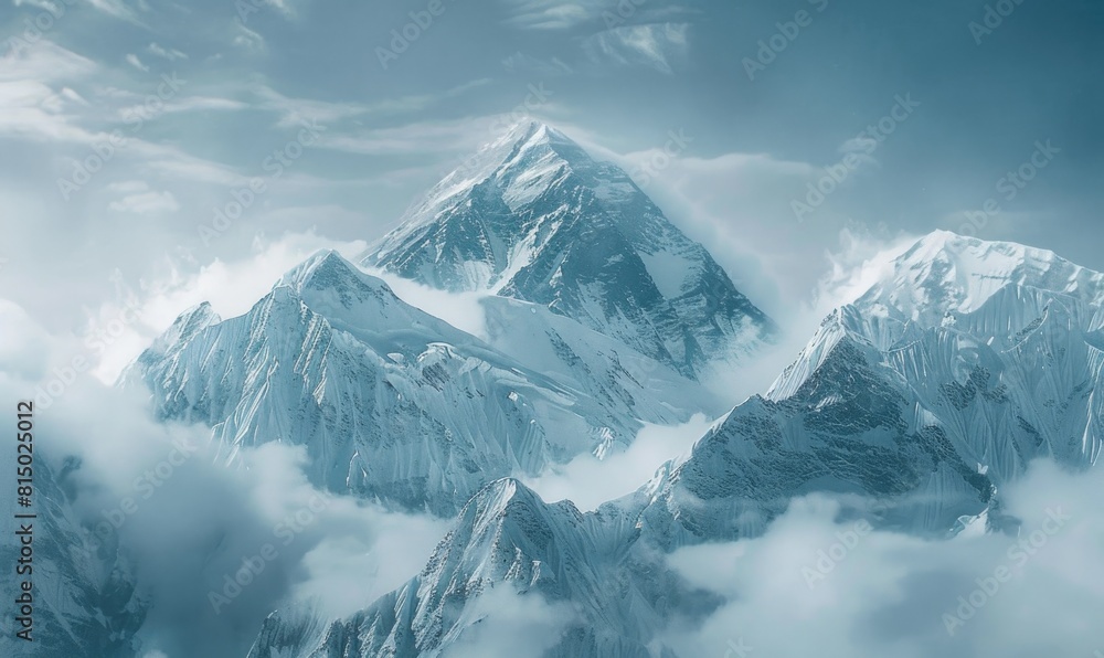 Obraz premium Snow-covered mountain background with ice caps