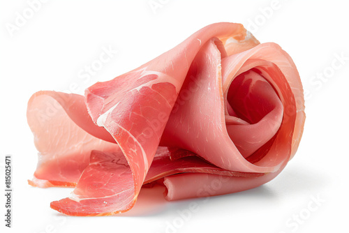 a piece of ham is shown on a white surface