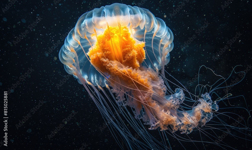 Fototapeta premium Behemoth jellyfish pulsating, nature background