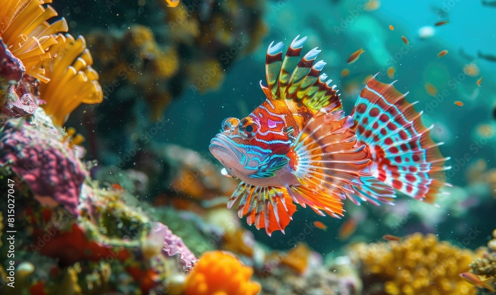 Cockerel fish in habitat, nature background Cockerel fish in habitat, nature background