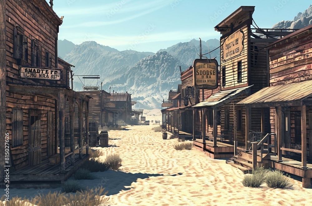 Fototapeta premium A deserted frontier town from the Wild West era