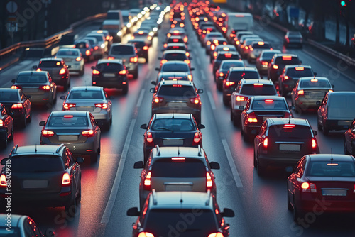 Cars stuck in traffic jam on a highway