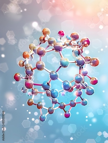 Detailed of a Carbohydrate Molecule Structure Showing Its Ring Formation and Glycosidic Bonds photo