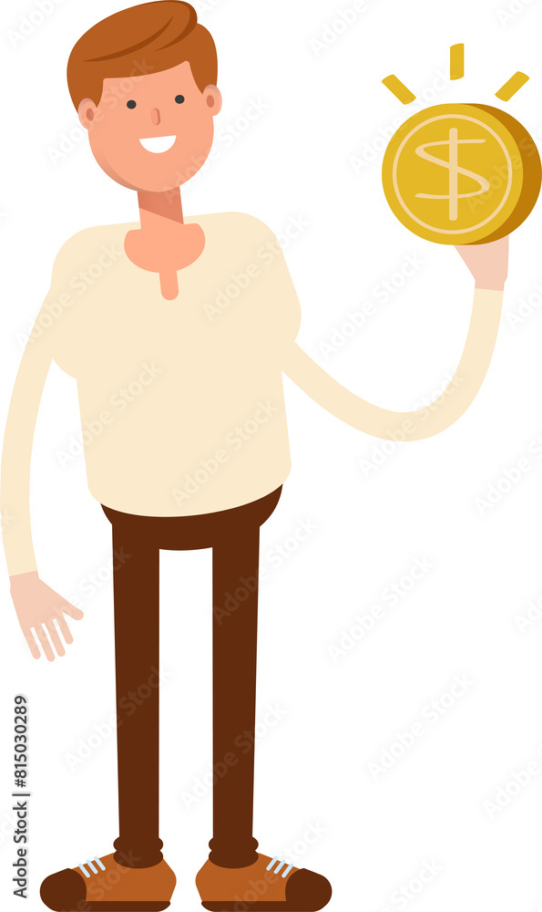 Man Character Holding Dollar Coin
Man Character Holding Dollar Coin