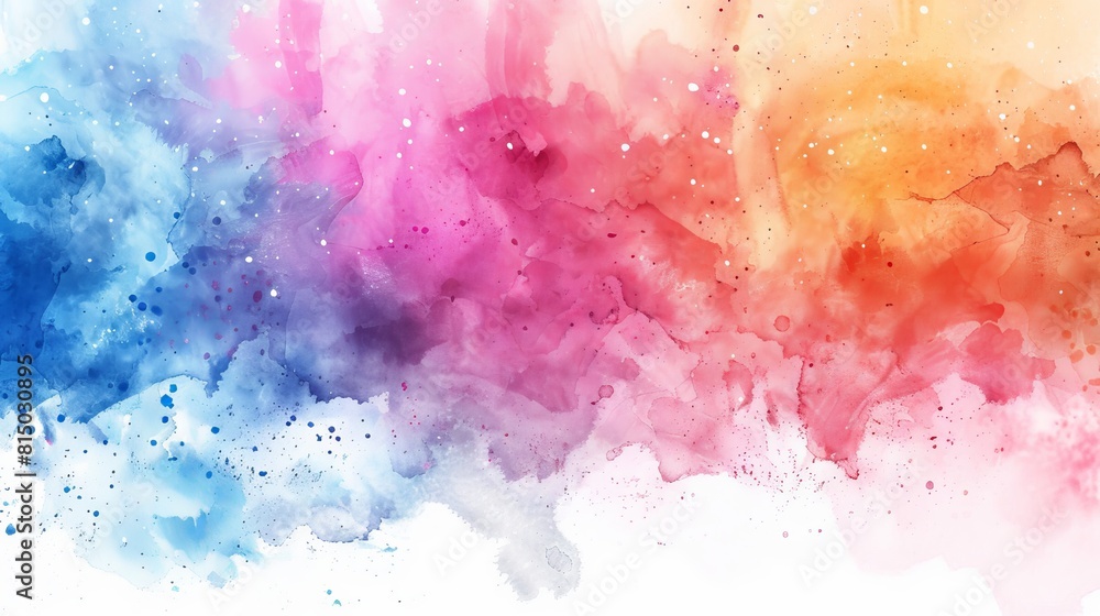 Colorful Watercolor Splatter on White Background