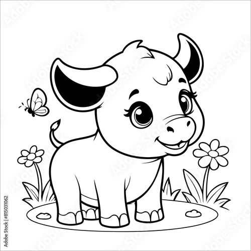 Vector illustration of cute Cow coloring page for kids
