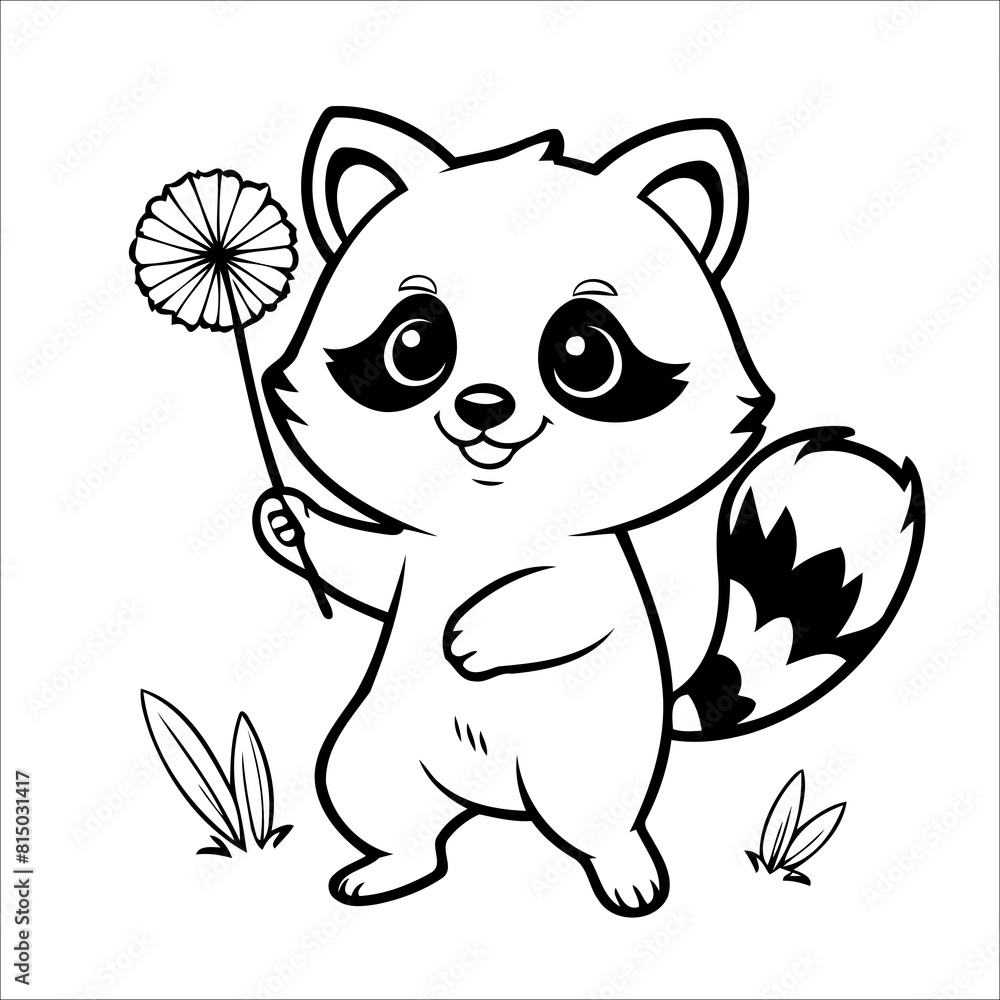 Naklejka premium Vector illustration of cute Raccoon coloring page for kids