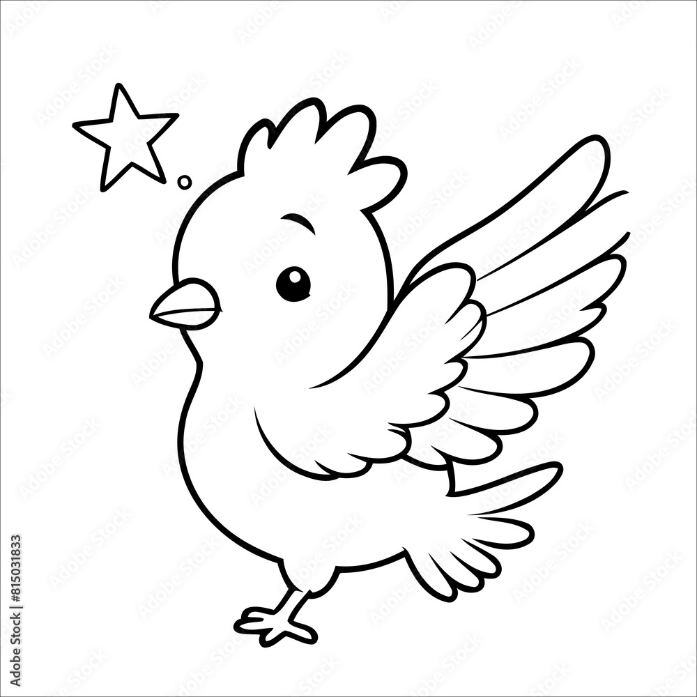 Fototapeta premium Vector illustration of cute Pigeon coloring page for kids