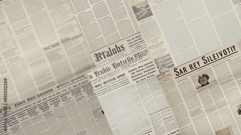 Obraz premium background of old yellowed sheets of paper newspapers