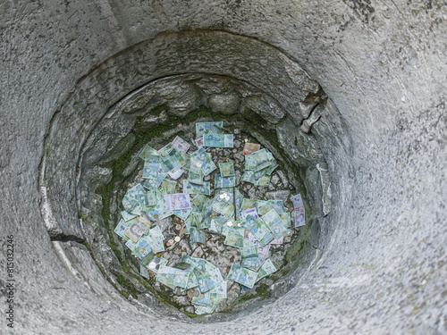 Money at the bottom of Bran Castle Well