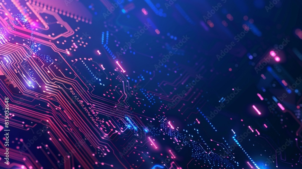 Obraz premium Circuit Board With Illuminated Lights