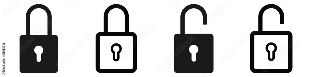 Locks icons set. Locked and unlocked vector icon set. Lock symbol isolated on white background. Padlock symbol. Privacy symbol vector illustration. eps 10 Locks icons set. Locked and unlocked vector icon set. Lock symbol isolated on white background. Padlock symbol. Privacy symbol vector illustration. eps 10