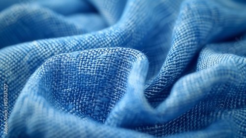 Sharp focus captures the texture and soft hue of a new blue shirt. photo