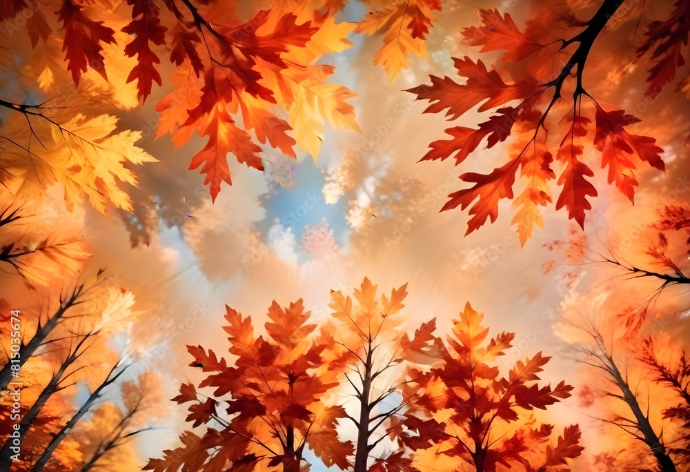 Hello Autumn, beautiful vibrant leaves of tress falling background Hello Autumn, beautiful vibrant leaves of tress falling background