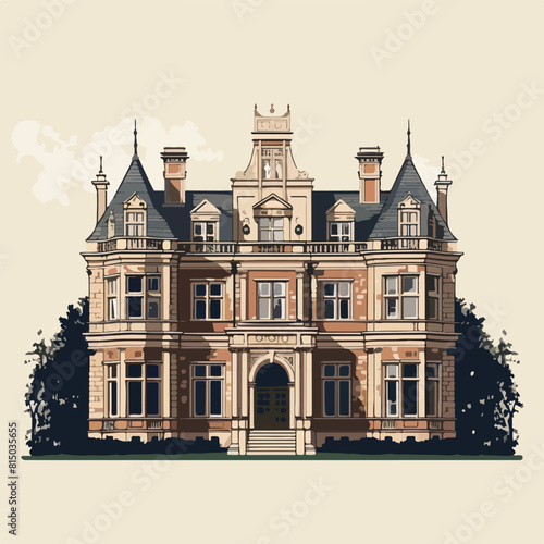 vector illustration of a building in the style of the 19th century