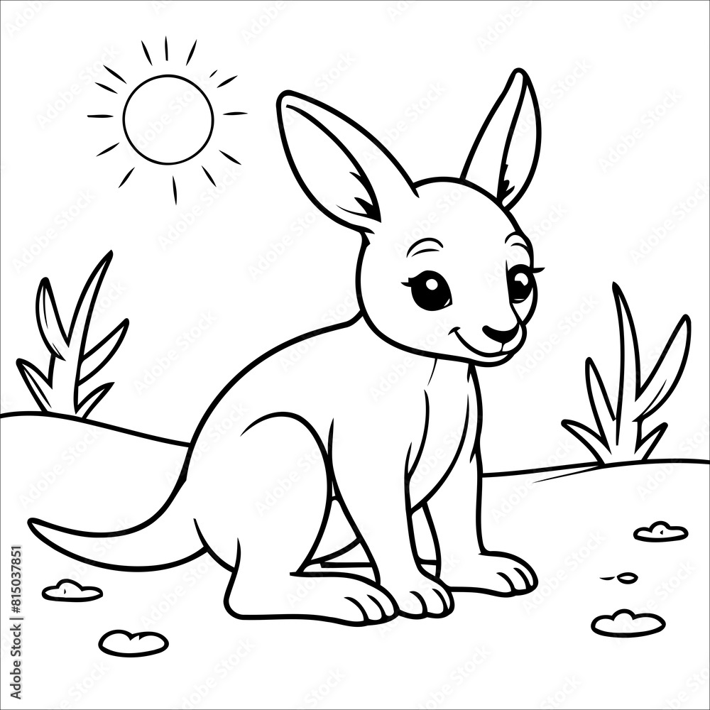Fototapeta premium Vector illustration of cute Kangaroo coloring page for kids