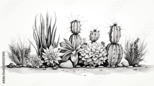 Black and white cactus. photo